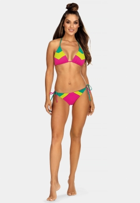 Figi od bikini wiązane - neonowe kolory FD144-828-przód