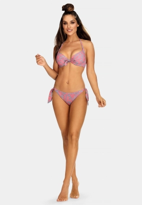 Wiązane po bokach figi - neonowe kwiaty FD17-829-przód