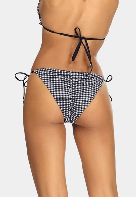 Wiązane figi bikini biało-czarna kratka FD144A-824-2