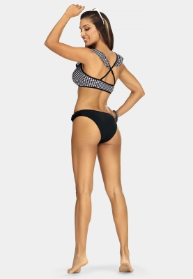 Sznurowana góra bikini z falbanką kratka FG188-824-tył