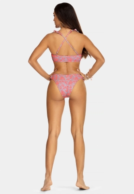 Sznurowana góra bikini z falbanką kwiaty FG188-829-tył