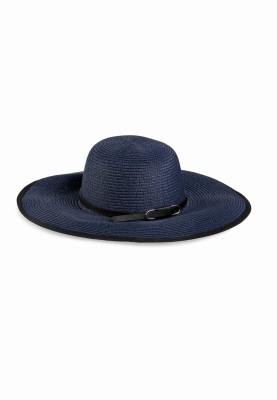Kapelusz plażowy z lamówką - granatowy F65-K33-819-ph