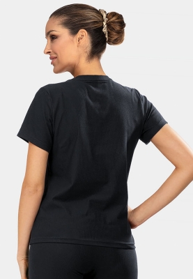 Bluzka czarna prążek_t-shirt z bawełny BLU03-509-tył