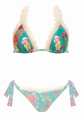 góra kąpielowa od bikini z koronką w kwiaty w komplecie