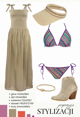 wiązane figi od bikini w kolorowe paski - stylizacja vintage