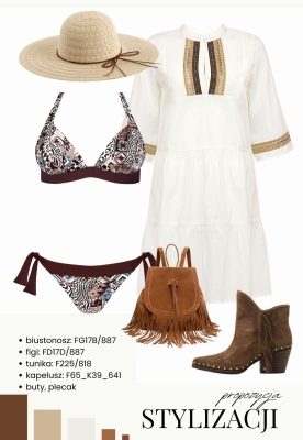 Tunika plażowa boho w kolorze białym stylizacja