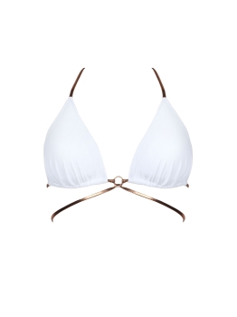 Biała klasyczna góra od bikini wiązana na szyi