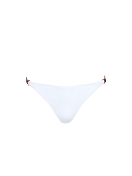 Białe figi od bikini wiązane z marszczeniem z tyłu