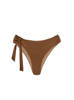 Eleganckie figi kąpielowe niski stan - Brown Lurex