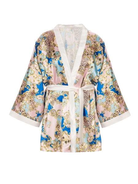 Szlafrok | Satynowe kimono plażowe w stylu Versace