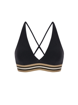 Czarna wiązana góra I Bikini ozdobna guma - frotte