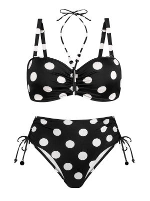 stroj-dwuczesciowy-czarne-bikini-wysoki-stan-retro-biale-grochy-FL13-917-ph