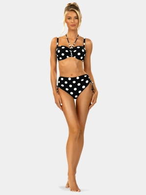 stroj-dwuczesciowy-czarne-bikini-wysoki-stan-retro-biale-grochy-FL13-917-modelka1