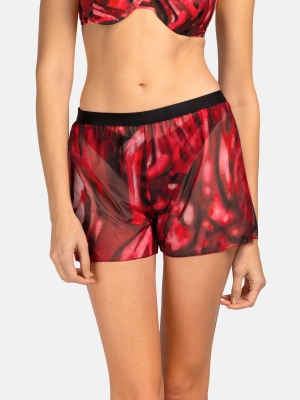 Damskie transparentne szorty plażowe bordo print_O-SI1-BRD-24_1