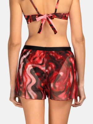 Damskie transparentne szorty plażowe bordo print_O-SI1-BRD-24_2