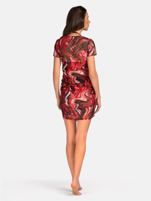 Damska bluzka na lato | T-shirt w bordowy print_O-SI2-BRD-24_7