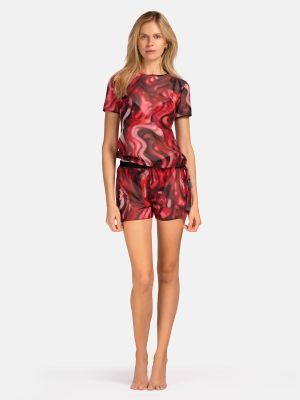 Damska bluzka na lato | T-shirt w bordowy print_O-SI2-BRD-24_8