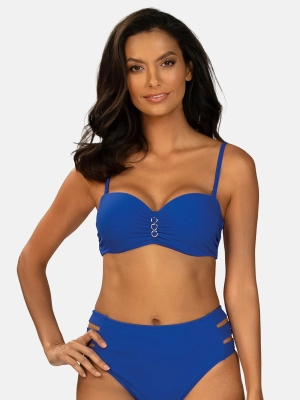 niebieski-biustonosz-kapielowy-bardotka-push-up-prązkowany-przod