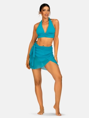 wiazana-spodnica-plazowa-turkusowe-krotkie-pareo-modelka-przod