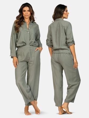 spodnie-lniane-khaki-f250-857-dwie-modelki-komplet-przod