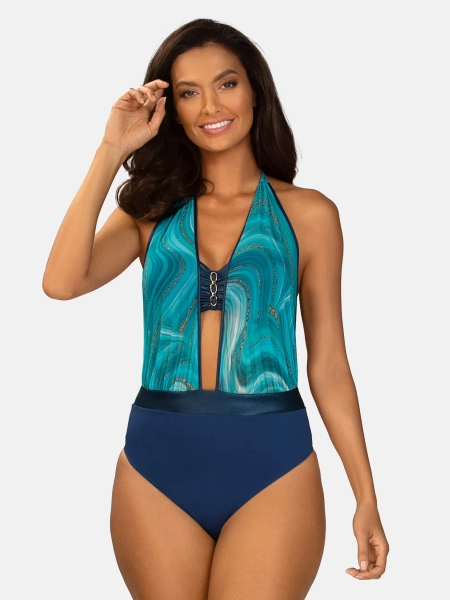 monokini-ombre-turkus-granat-glęboki-dekolt-f168a-928h-przod