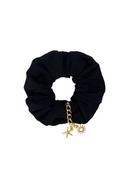 czarna-gumka-do-wlosow-scrunchie-prazek-zawieszka