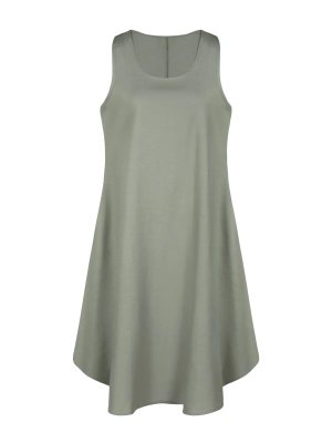 packshot-sukienka-lniana-khaki-oversize-szerokie-ramiaczka