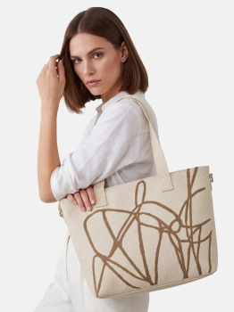 Jasnobeżowa duża torba damska shopperka F87/BAG58