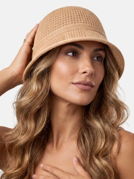 Damski kapelusz Bucket hat F65/K47/849 ciemny beż