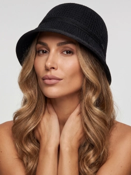 Damski czarny kapelusz Bucket hat F65/K47/509