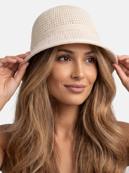 Damski kapelusz letni Bucket hat F65/K47/641 ecru