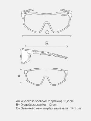 Wymiary białych damskich okularów przeciwsłonecznych Speed Sport z filtrem UV400