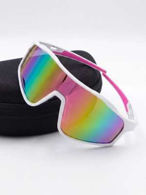 Lustrzane okulary przeciwsłoneczne damskie Speed Sport z filtrem UV400 i twardym etui