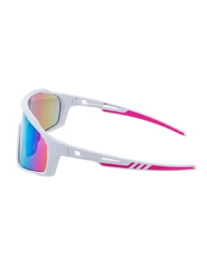 Białe damskie okulary sportowe Speed Sport UV400 z kolorowymi lustrzanymi szkłami