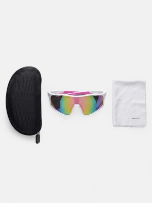 Białe damskie okulary przeciwsłoneczne Speed Sport w zestawie z twardym etui