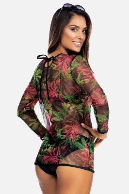 Ażurowa bluzka siatka z długim rękawem F172-801-tył