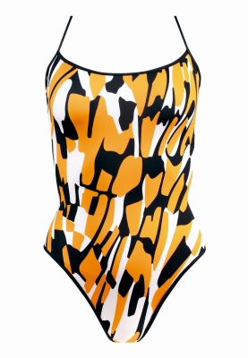 Wysoko wycięty kostium kąpielowy w print F149-825-ph