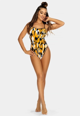 Wysoko wycięty kostium kąpielowy w print F149-825-przód