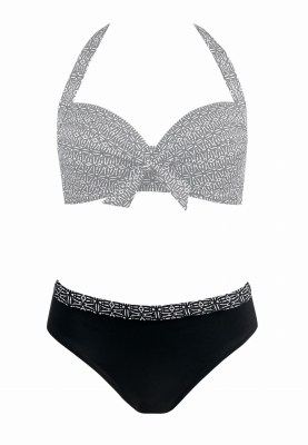 Klasyczne figi plażowe czarne ozdobny pas FD20-823-ph