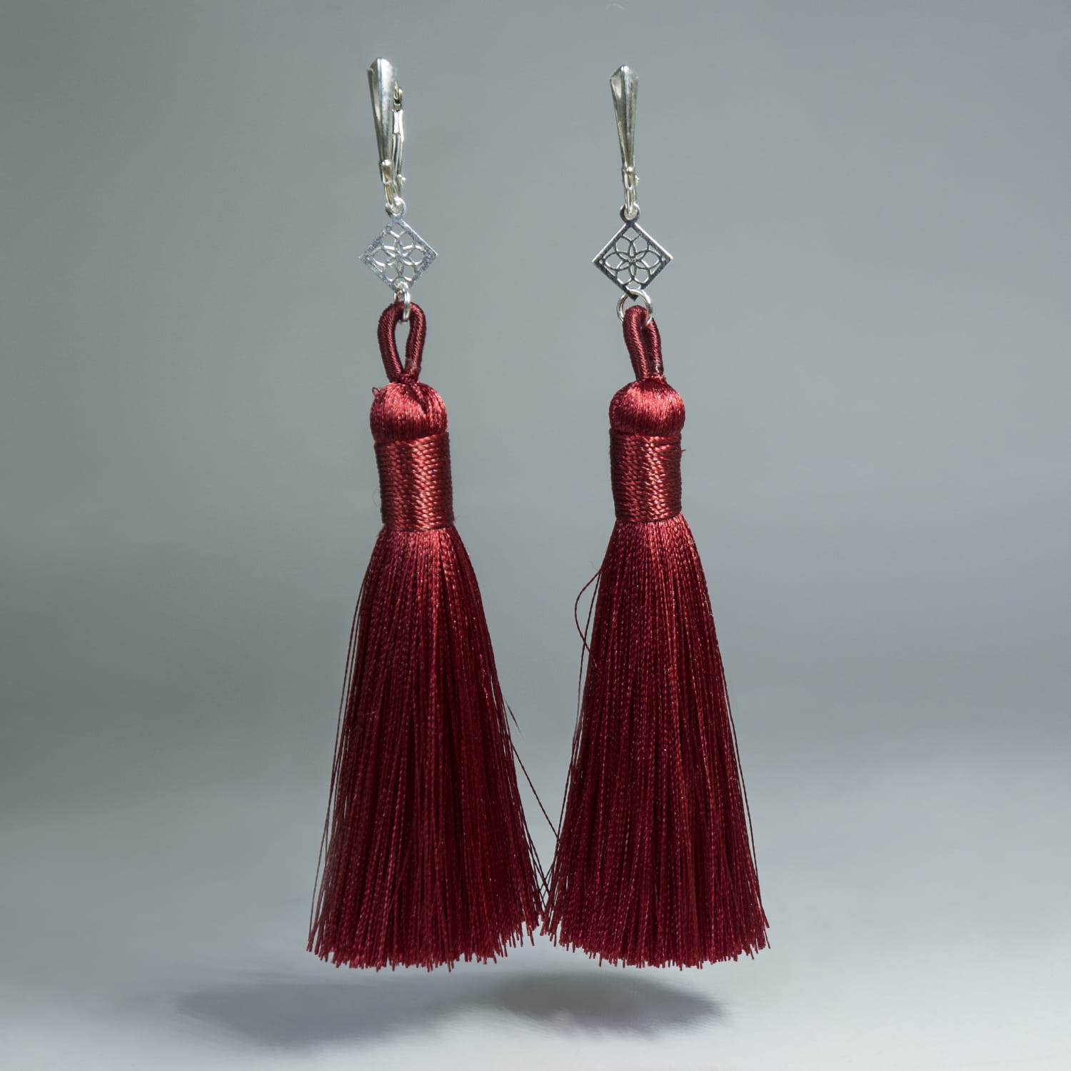 Kolczyki chwosty bordo K/2570/CHW/SR/XL/19