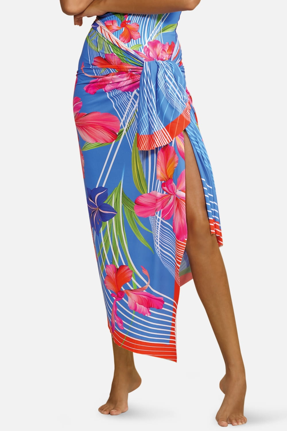 Pareo chusta plażowa kwiaty pasy Summer F62/756