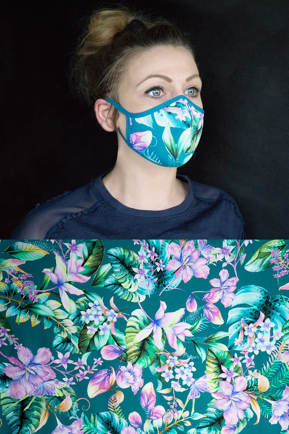 Maseczka damska Summer-dark turquoise MO/752 1szt.